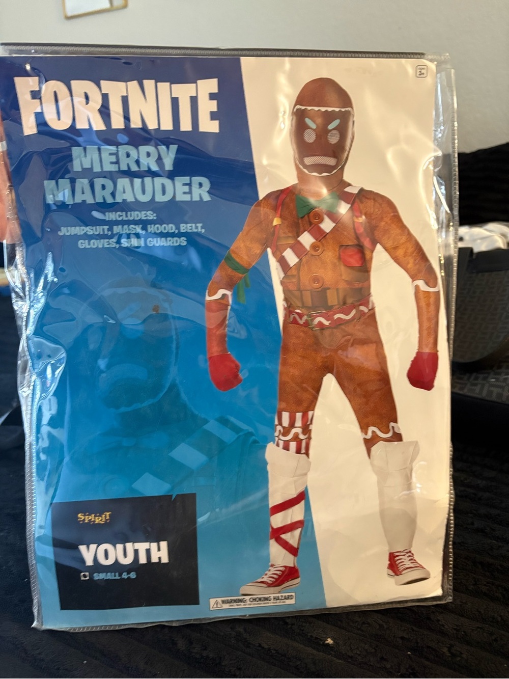 Spirit Fortnite Merry Marauder Kids Costume – Brown with Red Gloves